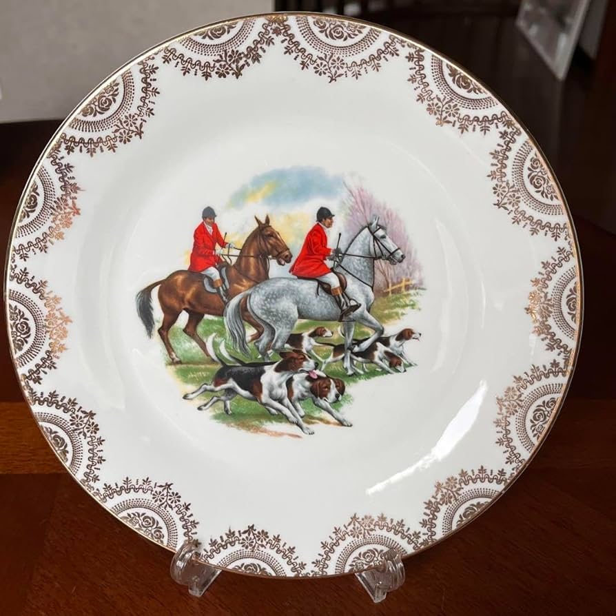 【レア美品】英国製　Liverpool Road★ハンティングシーン★飾り皿　① レア美品】英国製Liverpool Road☆ハンティングシーン☆飾り皿①